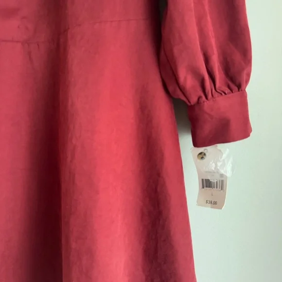 Ophelia Roe NWT Burgandy Long Sleeve Collared Button Down Dress Size Large - Picture 3 of 5